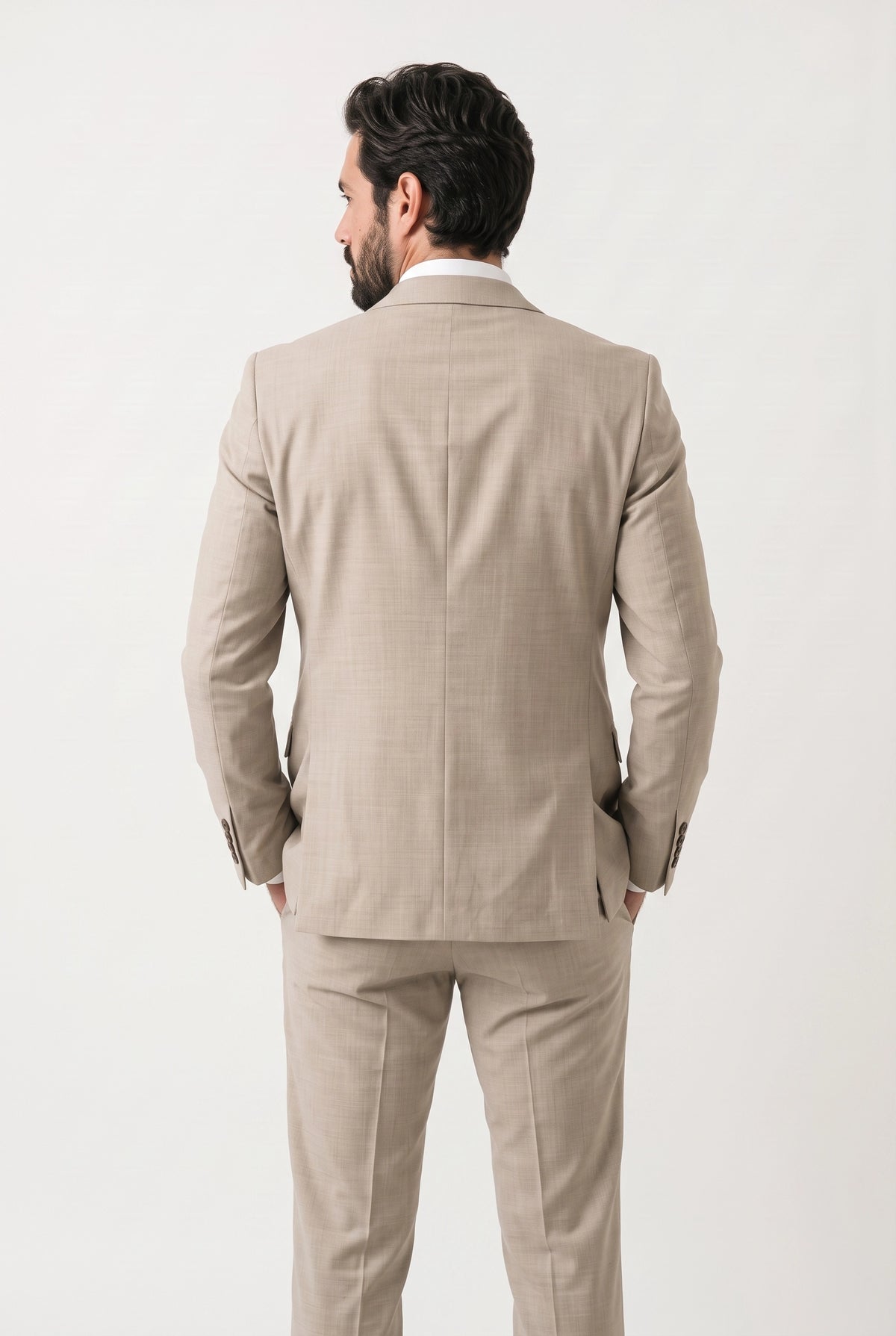 Terno Masculino Melange Semi Slim Areia