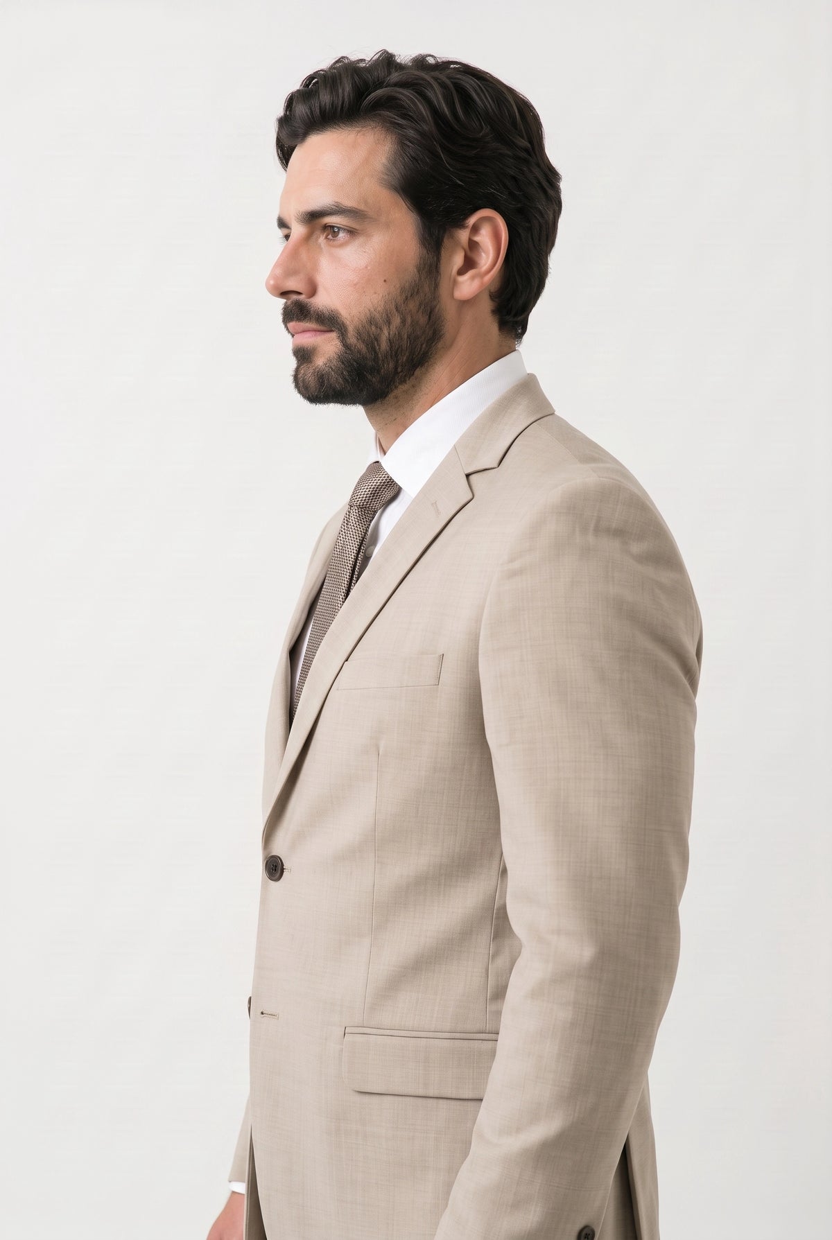 Terno Masculino Melange Semi Slim Areia
