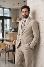 Terno Masculino Melange Semi Slim Areia
