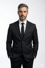 Terno Masculino Poliéster Semi Slim Preto Xadrez