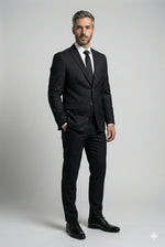 Terno Masculino Poliéster Semi Slim Preto Xadrez