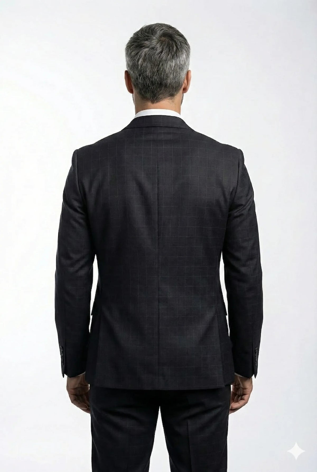 Terno Masculino Poliéster Semi Slim Preto Xadrez