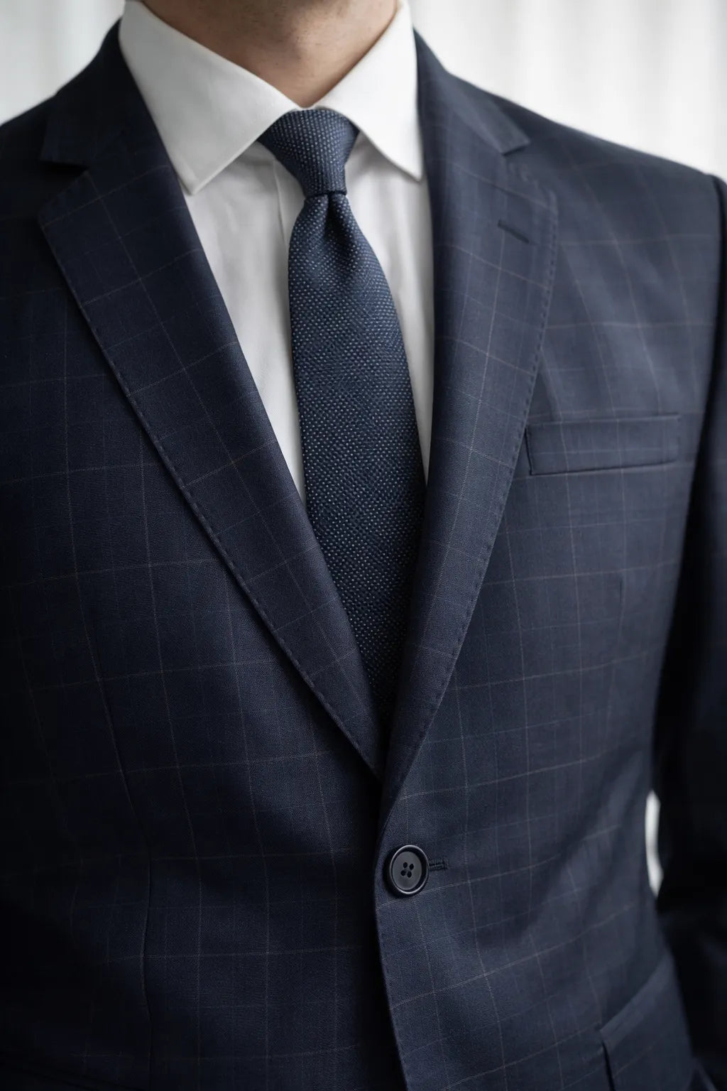 Terno Masculino Poliviscose Azul Marinho Xadrez