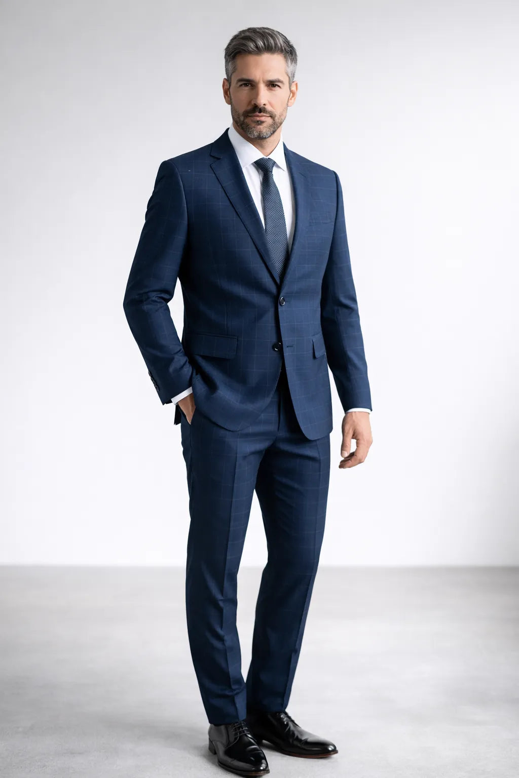Terno Masculino Poliviscose Azul Marinho Xadrez