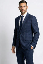 Terno Masculino Poliviscose Azul Noite Xadrez