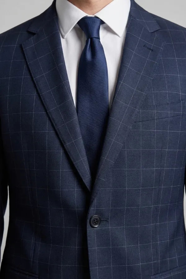 Terno Masculino Poliviscose Azul Noite Xadrez