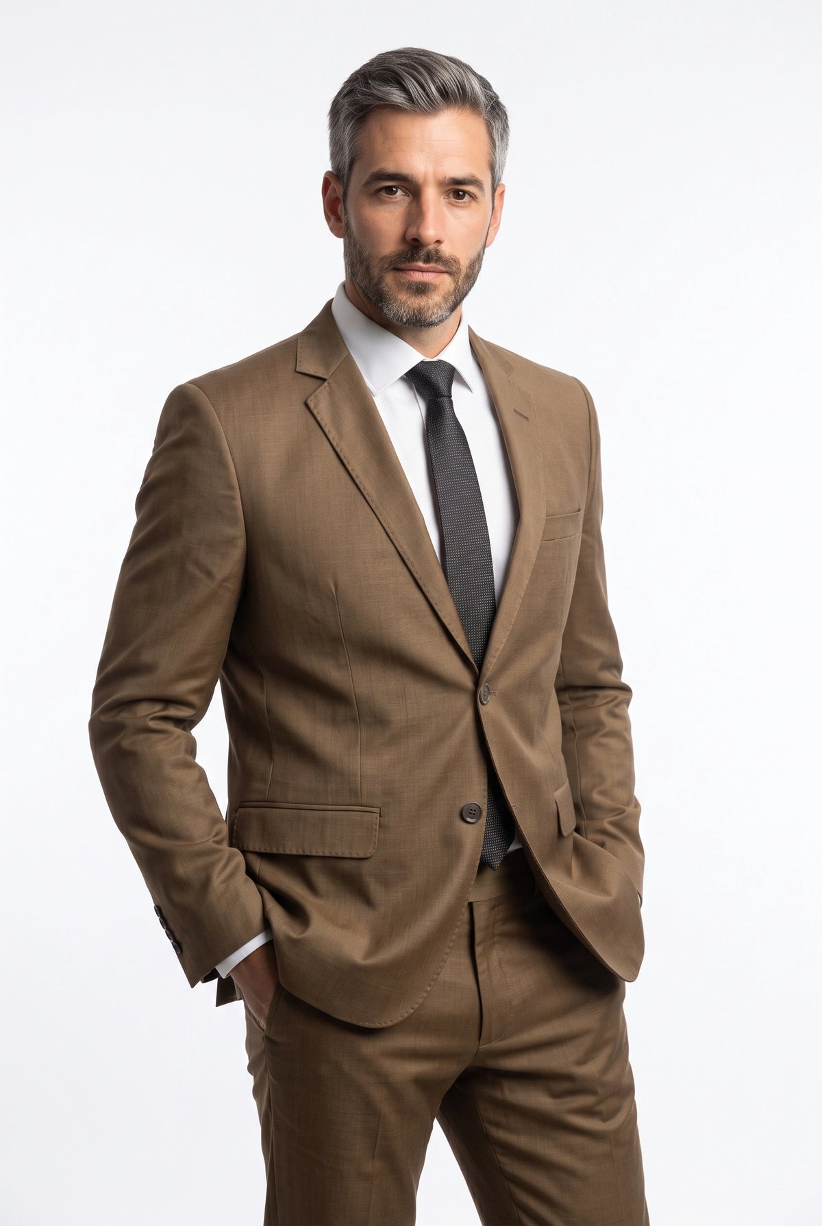 Terno Masculino Poliviscose Semi Slim Mantova Marrom