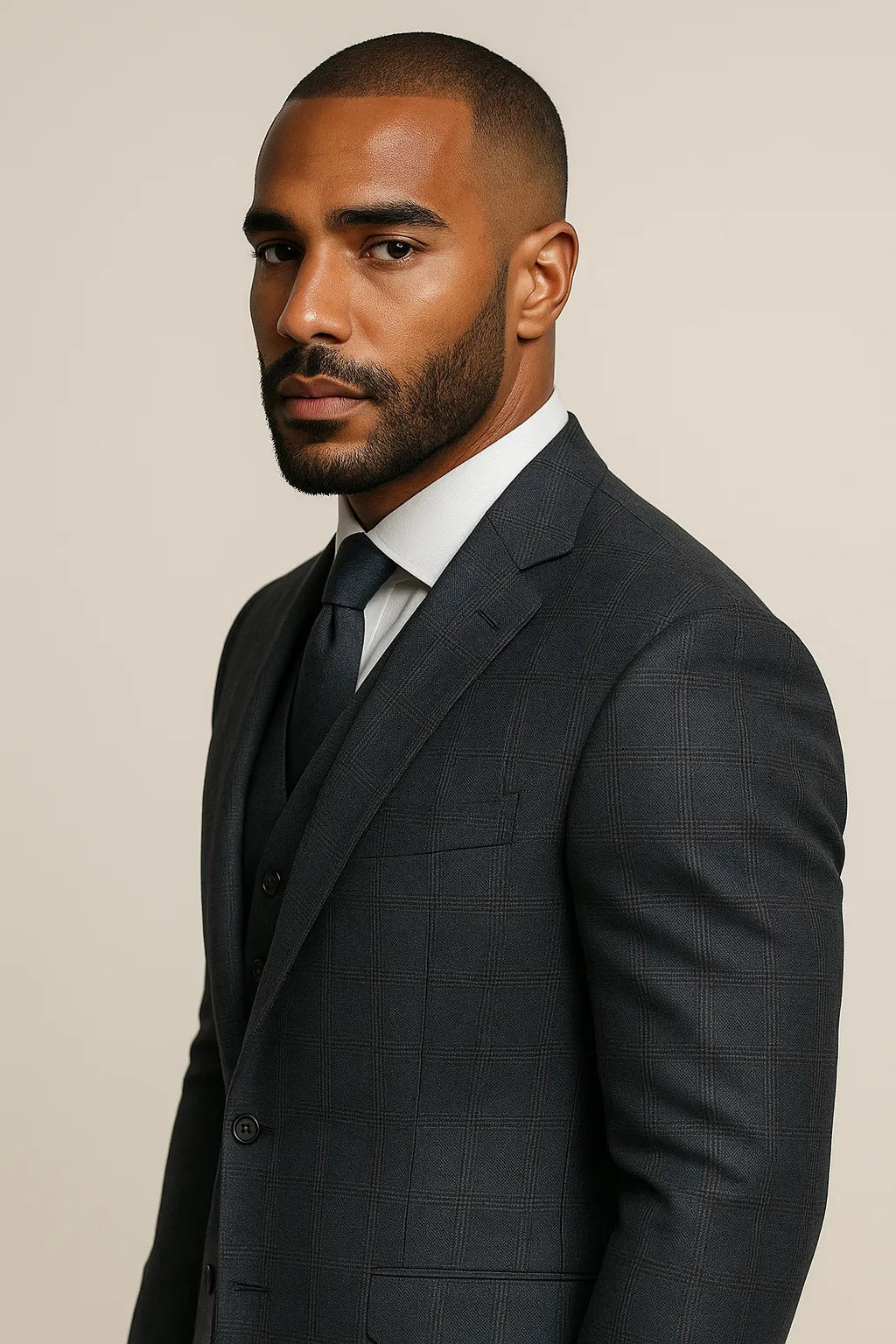Terno Masculino Grafite Príncipe de Gales Semi Slim