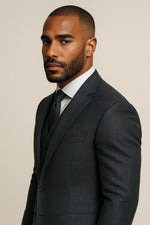 Terno Masculino Grafite Príncipe de Gales Semi Slim