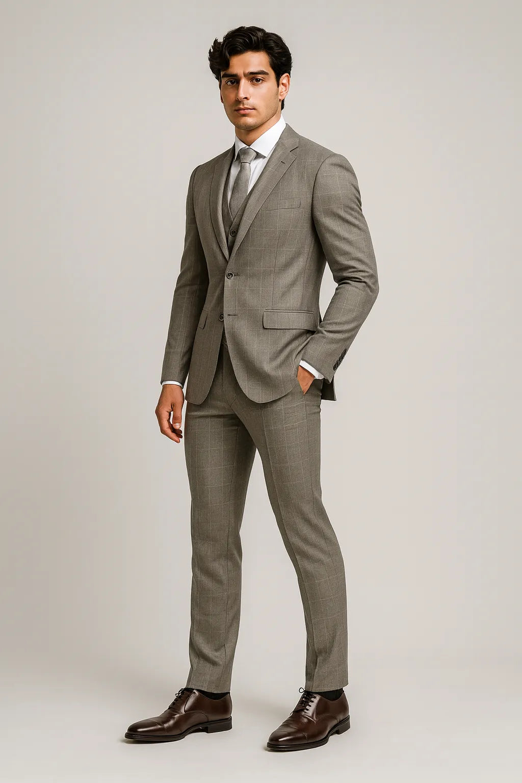 Terno Masculino Príncipe de Gales em Poliviscose Premium – 3 Peças