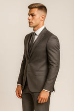 Terno Masculino em Poliéster Premium - 3 Peças Cinza Escuro