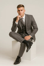 Terno Masculino em Poliéster Premium - 3 Peças Cinza Escuro