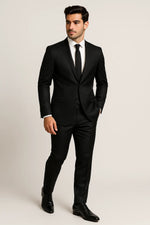 Terno Slim Masculino Preto Risca de Giz em Poliviscose