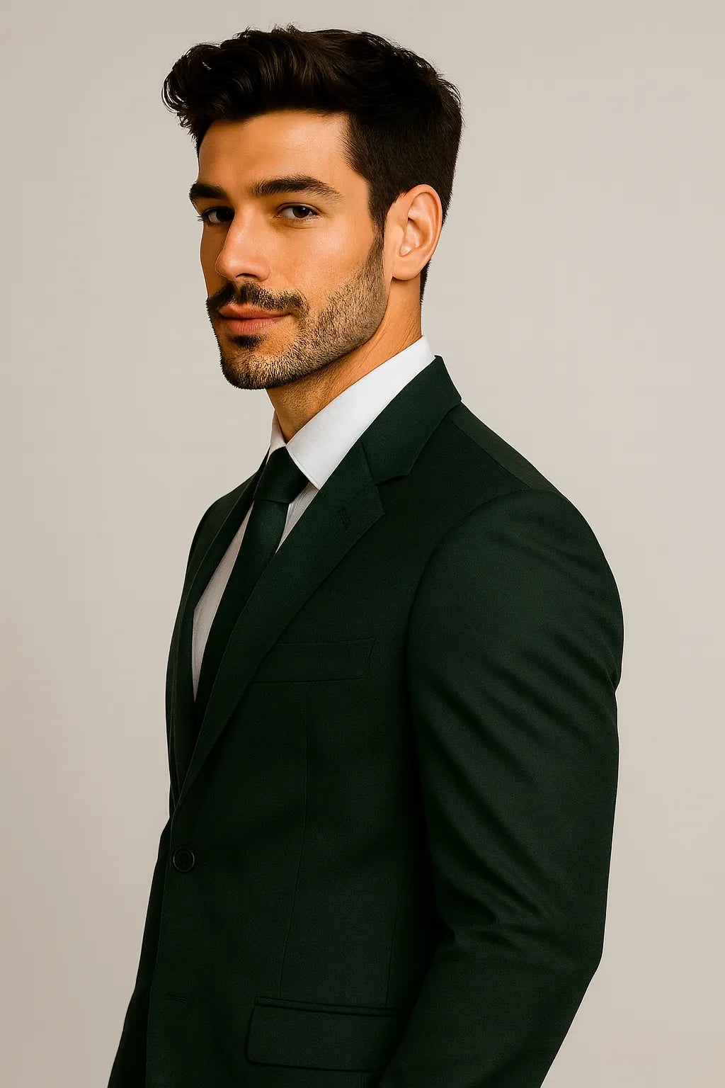 Terno Slim Masculino Verde Escuro em Poliviscose