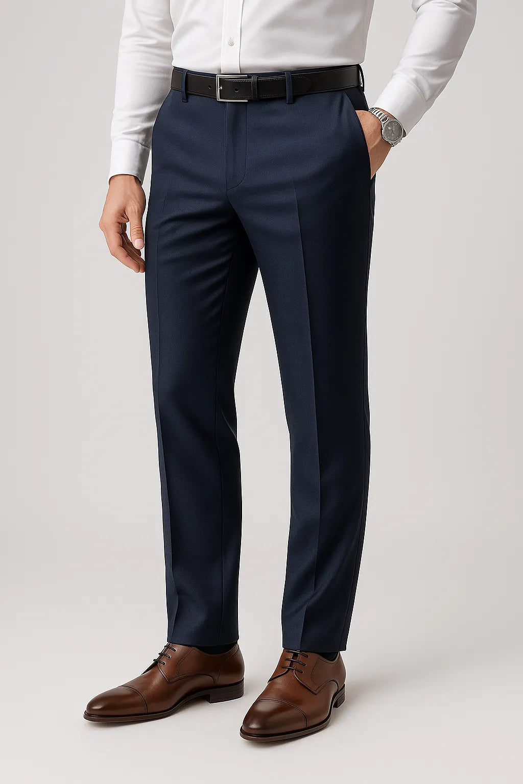 Calça Social Slim Masculina em Poliéster com Elastano